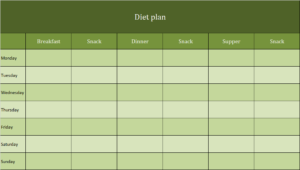 Diet plan Excel template