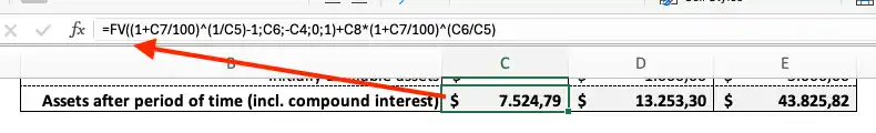 Using the FV function to calculate interest over time
