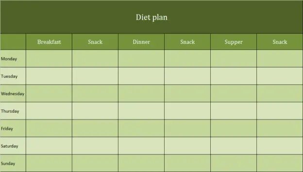 Diet Plan Template Free Download