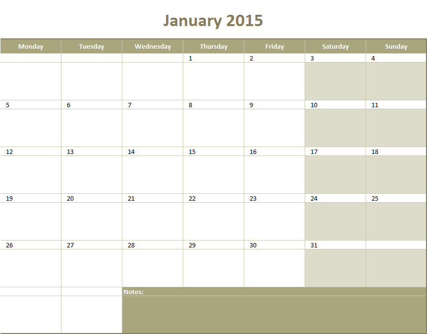 monthly calendar 2015 excel templates for every purpose monthly calendars 2015