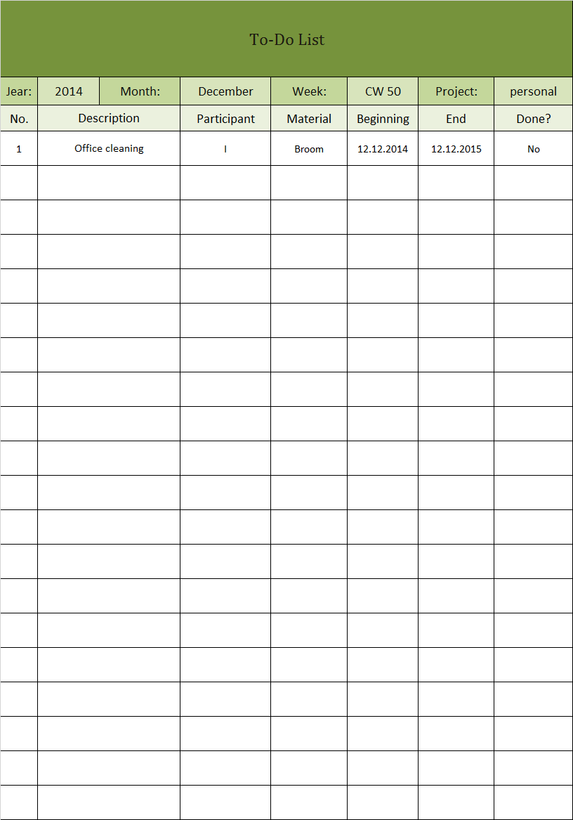 to do list spreadsheet template excel