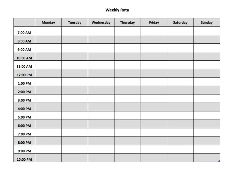 monthly rota template