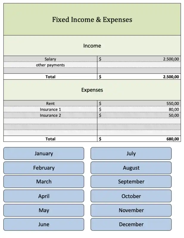 Dashboard of Household Budget Planner Excel Template