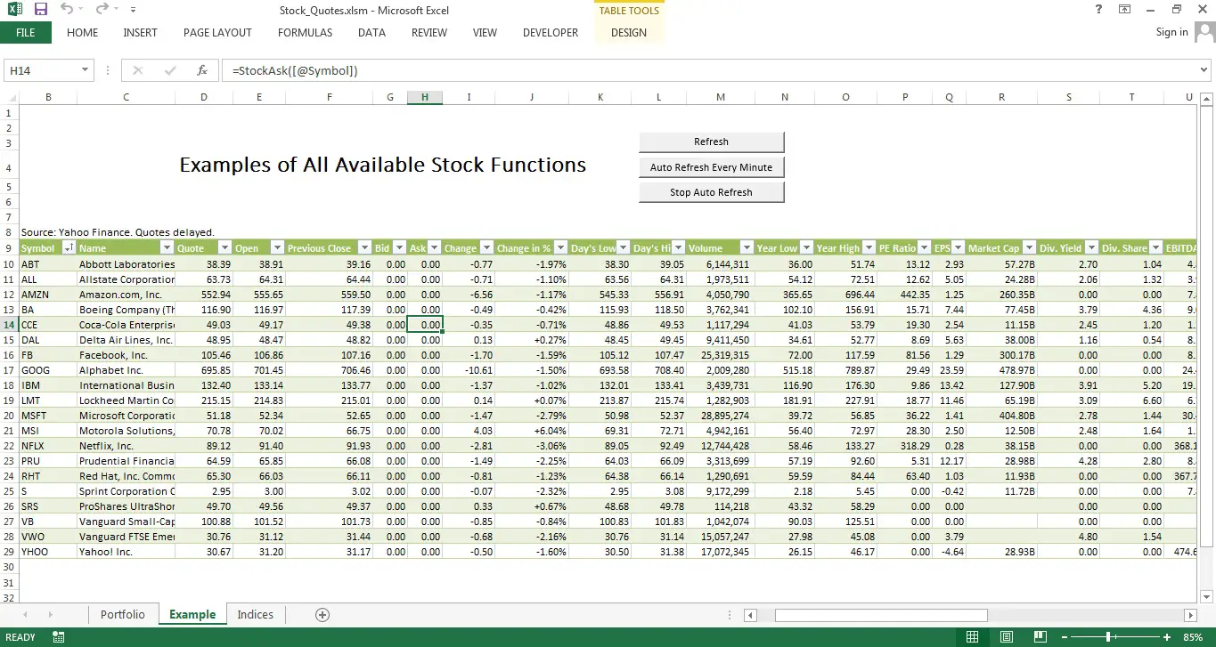 Stock Quote Free Excel Template  Excel Templates for every purpose