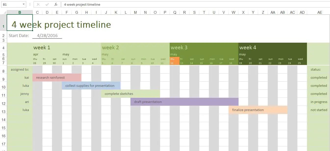 Project Timeline Excel Template Download