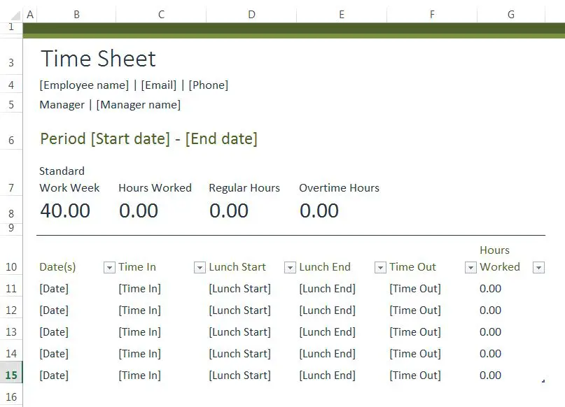 Time Sheet Template