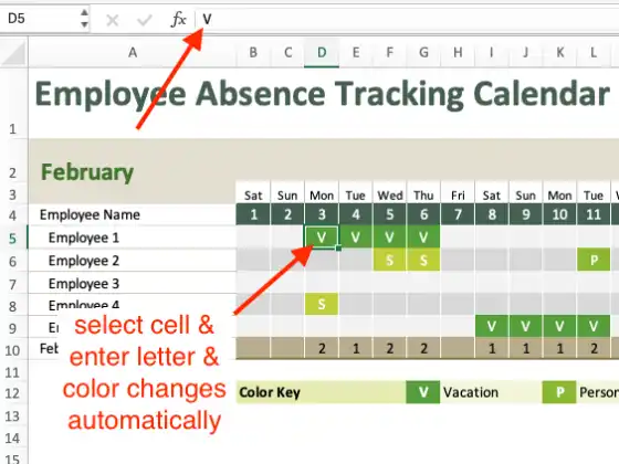 Instruction to use the absence tracker template