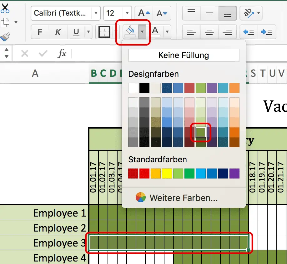 Vacation Chart Excel