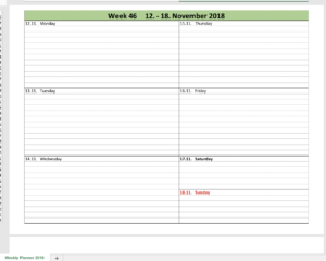 weekly calendar 2018 with excel weekly calendar excel