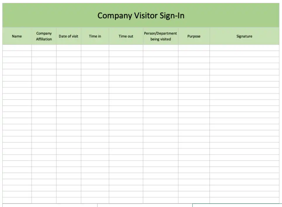 Company Visitor Sign-In Template
