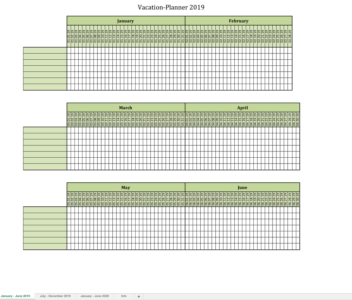 Annual Leave Chart 2019