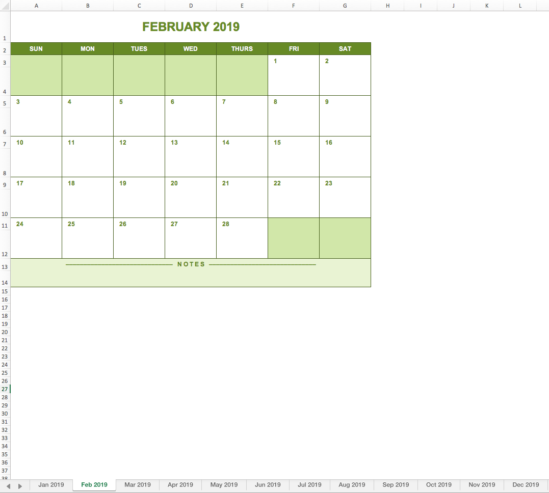 2019 full year calendar free excel template excel templates for microsoft excel calendar template 2019