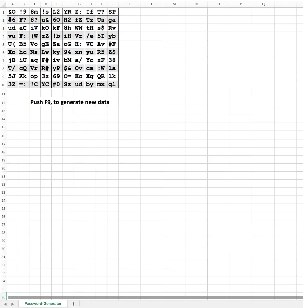 Passwords with random data