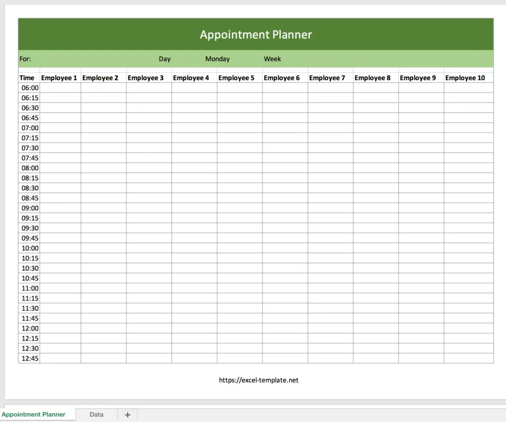 Excel Appointment Schedule Template Database Reverasite