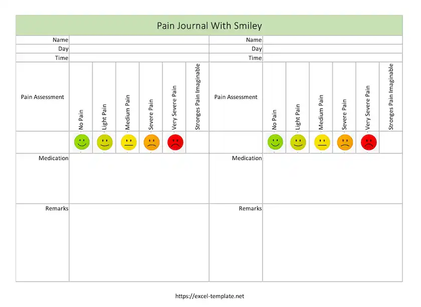 Pain Log with smileys (Screenshot)