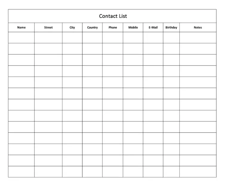 Simple Contact List [Excel Template]