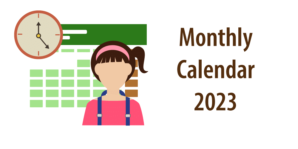 Header for article "monthly calendar 2023"