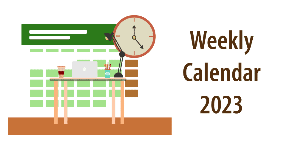 Header for article "weekly calendar 2023"
