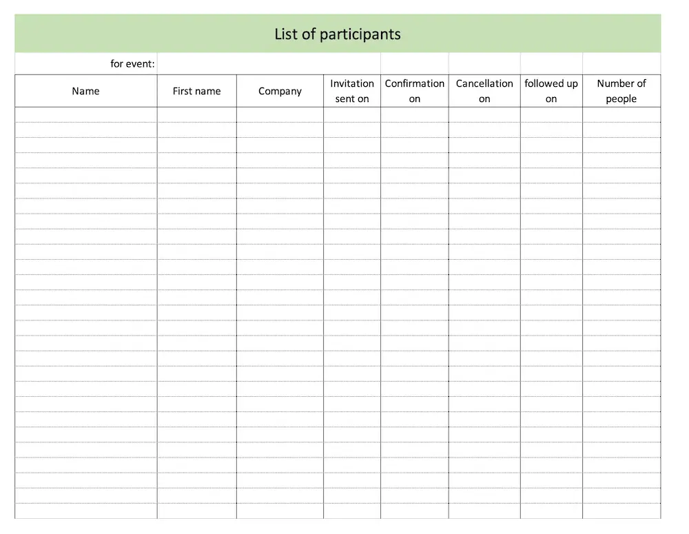 List of participants of the event