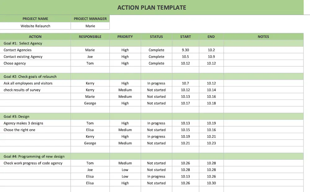 Action Plan Screenshot