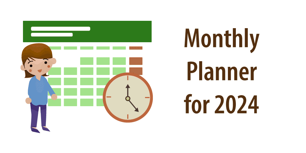 Banner for article "monthyl calendar 2024 with Excel"