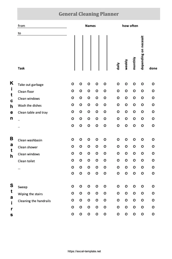 General cleaning planner