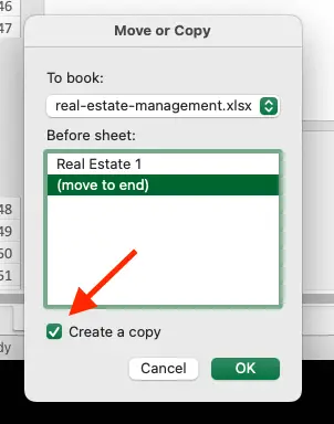 Create a copy checkbox
