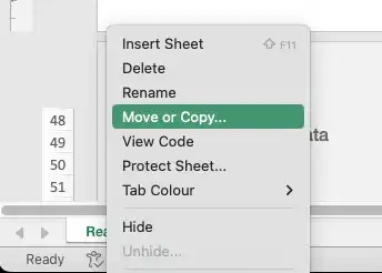 Right click on the spreadsheet register and chose move or copy..