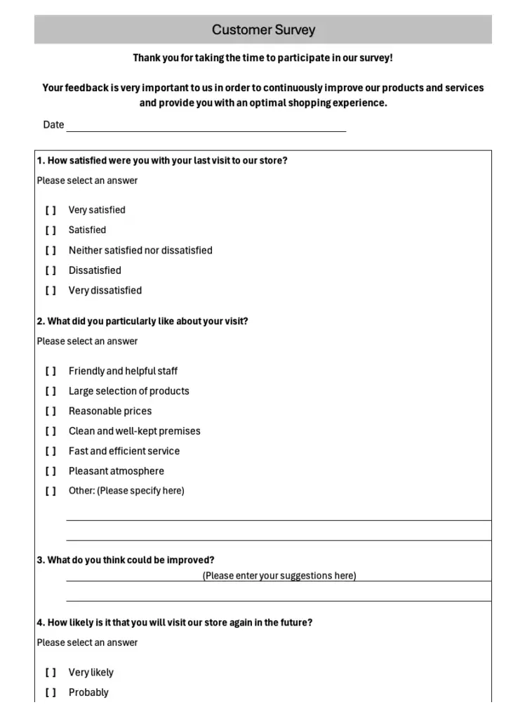 Customer Survey template