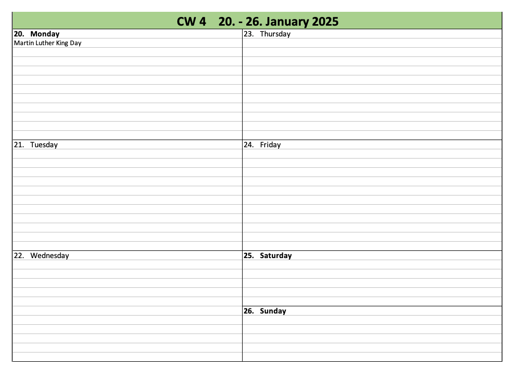 Update: New screenshot of the calendar 2025 for Excel or PDF