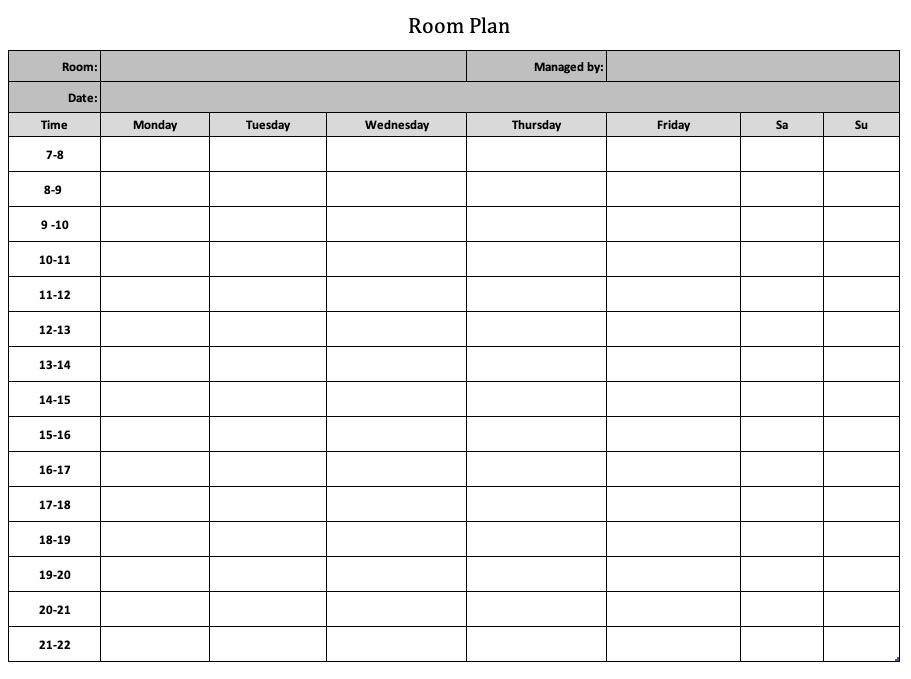 Simple Room Plan with Excel Template